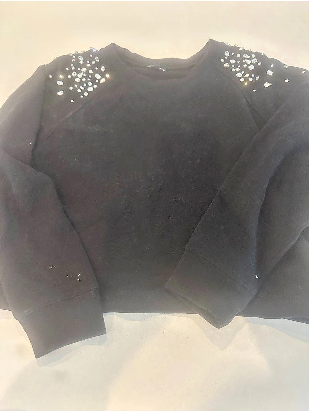 Express Rhinestone Shoulder Embellished Sweatshirt Black Medium